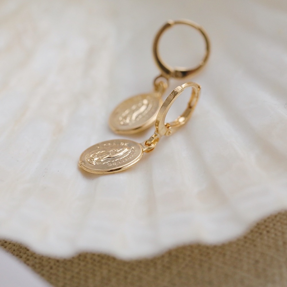 Petite Virgin Mary Earrings | 18k Gold Filled - Picture 5 of 7
